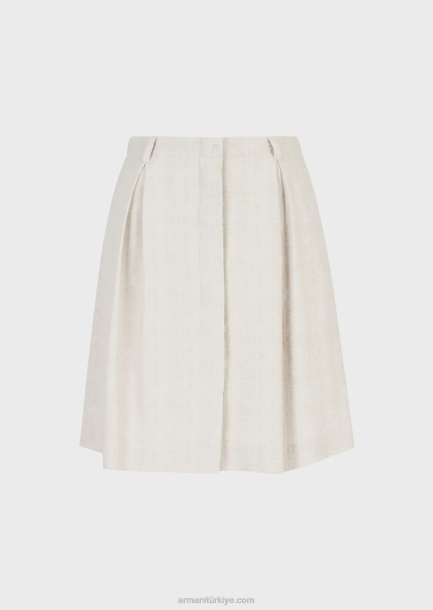 kadınlar Armani gode pileli degrade kareli jakarlı etek güvercin grisi T8HD336