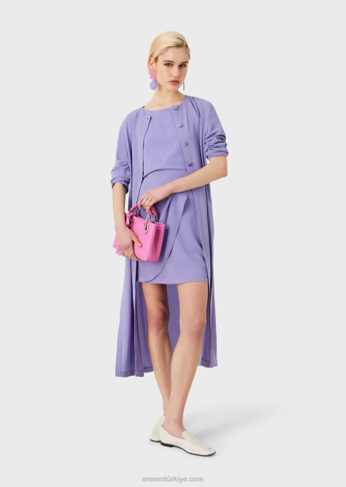 kadınlar Armani granit kumaştan lale etek ucu drapeli mini etek lila T8HD326