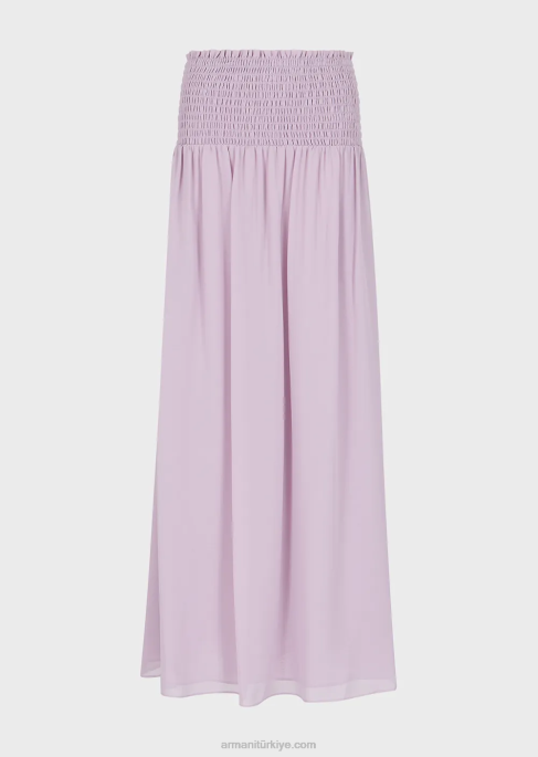 kadınlar Armani kabartmalı streç peplum ile krepon uzun etekT8HD328