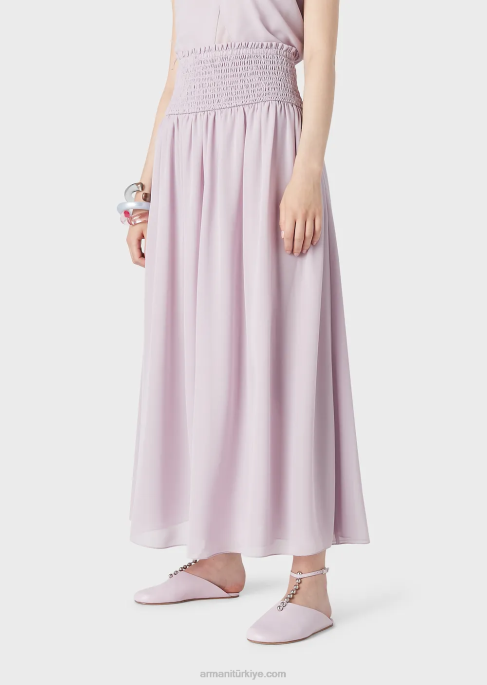 kadınlar Armani kabartmalı streç peplum ile krepon uzun etekT8HD328