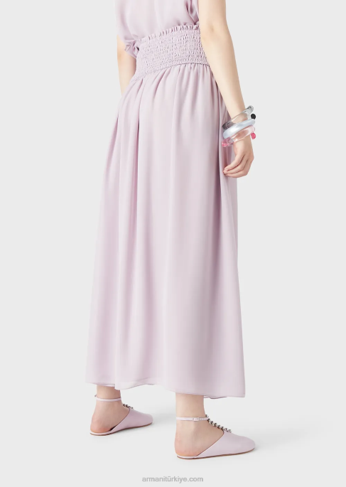 kadınlar Armani kabartmalı streç peplum ile krepon uzun etekT8HD328