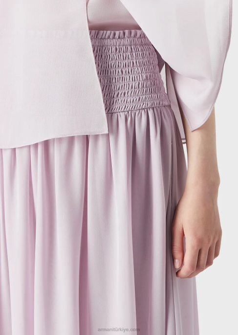 kadınlar Armani kabartmalı streç peplum ile krepon uzun etekT8HD328