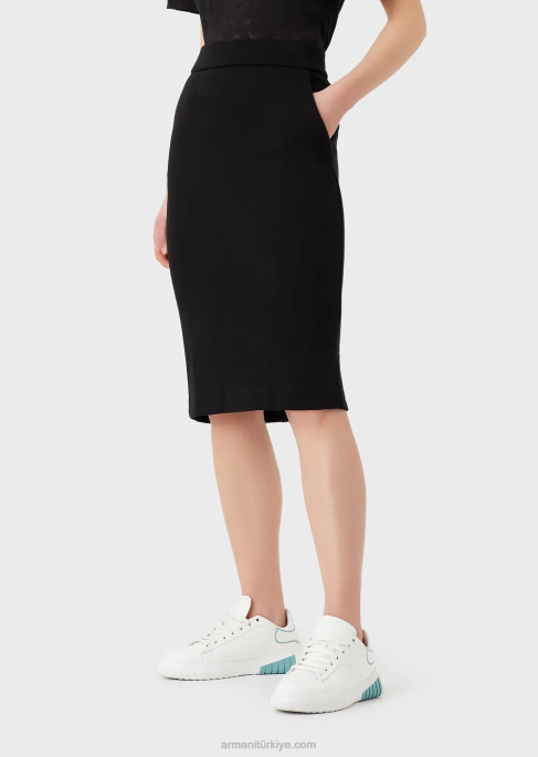 kadınlar Armani logo şeritli fransız havlu kalem midi etekT8HD331