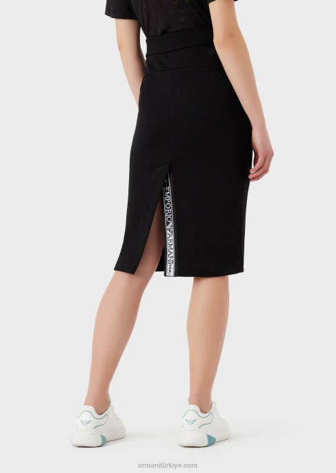 kadınlar Armani logo şeritli fransız havlu kalem midi etekT8HD331