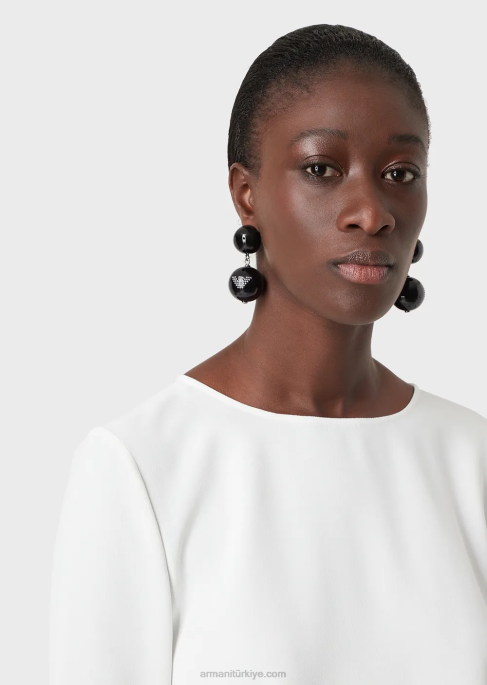 kadınlar Armani 3/4 kollu envers-saten bluz beyaz T8HD389