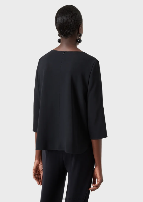 kadınlar Armani 3/4 kollu envers-saten bluz lacivert T8HD388