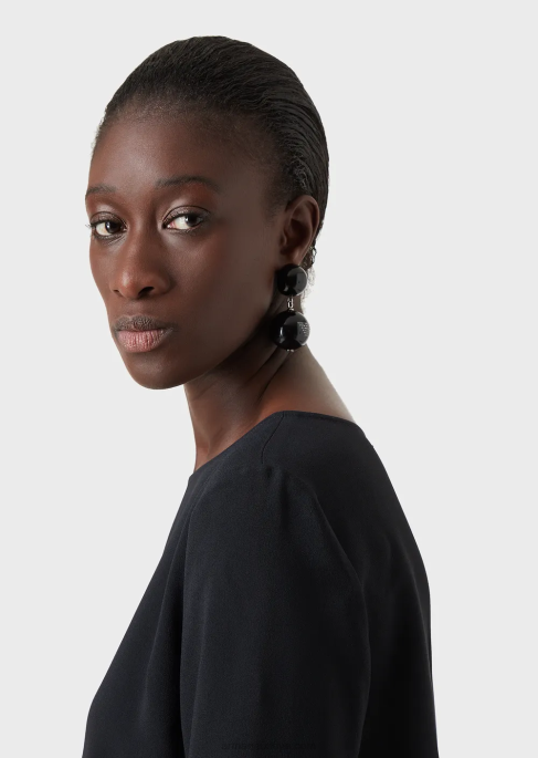 kadınlar Armani 3/4 kollu envers-saten bluz lacivert T8HD388