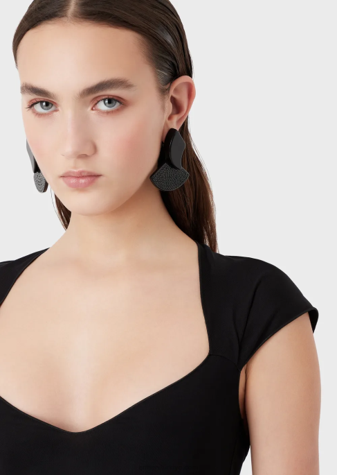 kadınlar Armani Büyük beden fiyonklu viskoz jarse top beyaz T8HD355