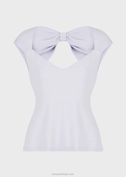 kadınlar Armani Büyük beden fiyonklu viskoz jarse top lila T8HD356