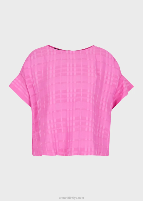 kadınlar Armani arkadan düğmeli kareli viskon top fuşya T8HD351