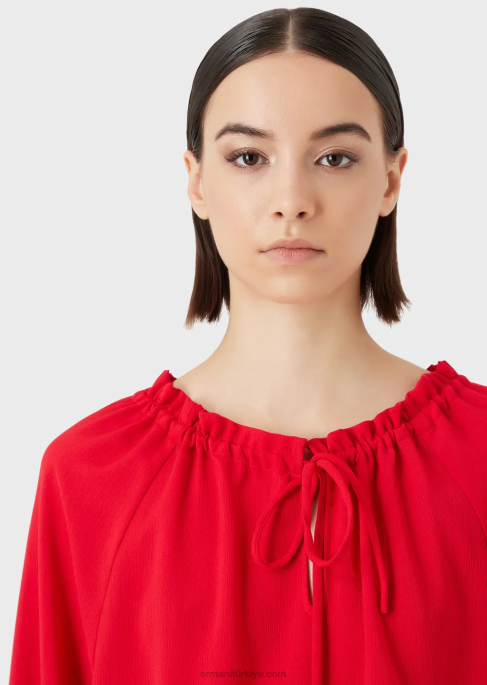 kadınlar Armani büzgü ipli viskon krep bluzT8HD364