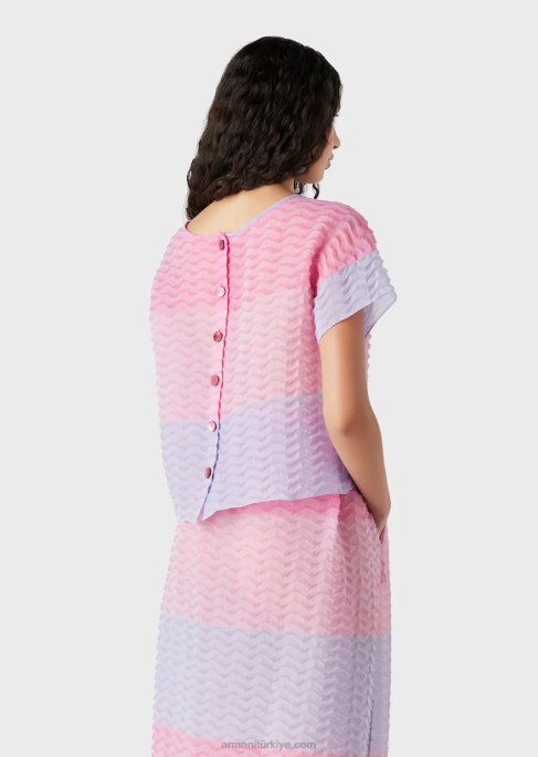 kadınlar Armani dalgalı pelerin motifli bayadere organze top çok renkli T8HD382