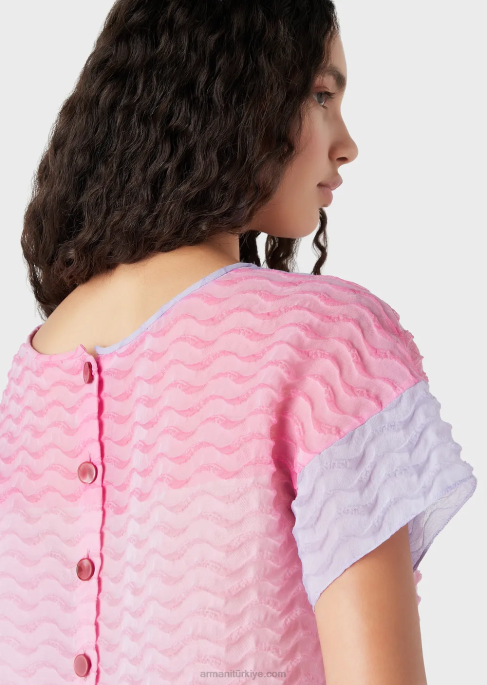 kadınlar Armani dalgalı pelerin motifli bayadere organze top çok renkli T8HD382