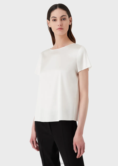 kadınlar Armani ipek saten bluz beyaz T8HD378