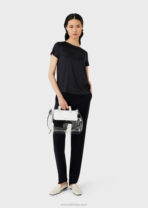 kadınlar Armani ipek saten bluz lacivert T8HD377