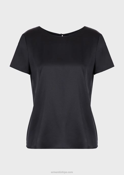 kadınlar Armani ipek saten bluz siyah T8HD379