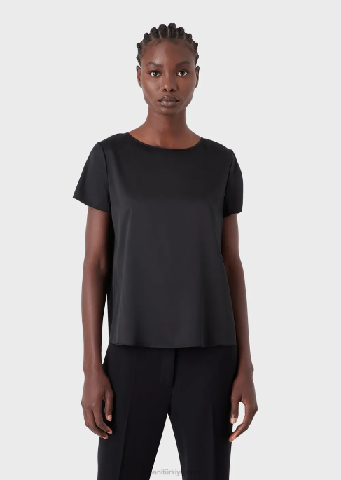 kadınlar Armani ipek saten bluz siyah T8HD379