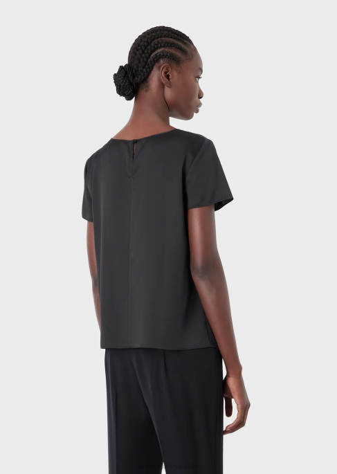 kadınlar Armani ipek saten bluz siyah T8HD379