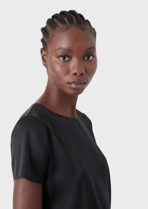 kadınlar Armani ipek saten bluz siyah T8HD379