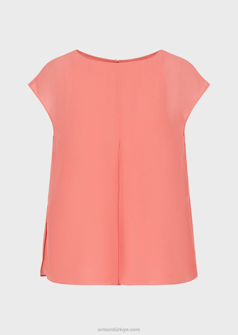kadınlar Armani kep kollu ve yırtmaçlı krepon topT8HD349