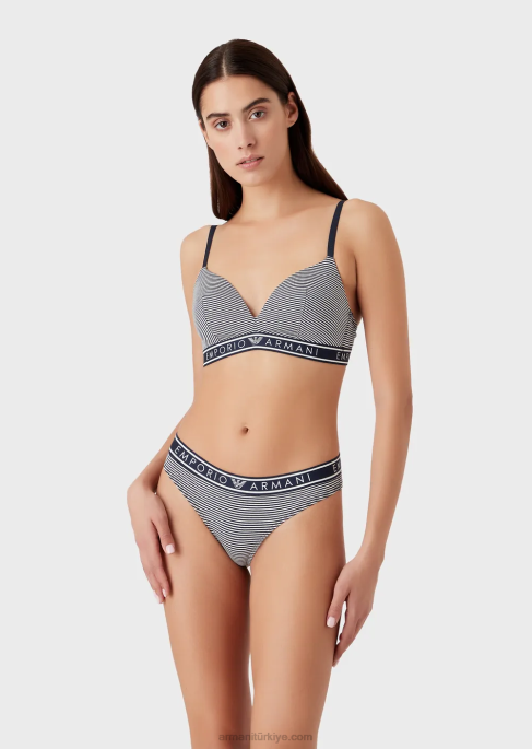 kadınlar Armani baskılı desenli dolgulu üçgen sütyen çizgili T8HD132
