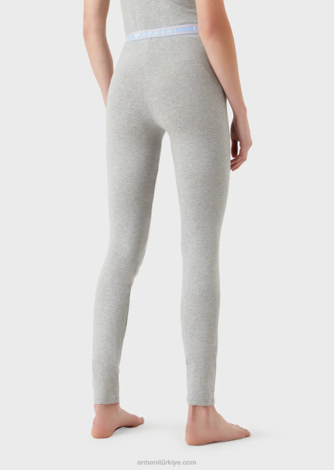 kadınlar Armani logolu kemerli ikonik organik pamuklu tayt gri T8HD175
