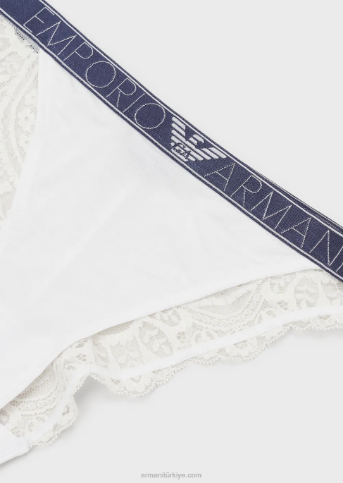 kadınlar Armani rüya gibi dantel eko-viskon brezilya külotu beyaz T8HD152
