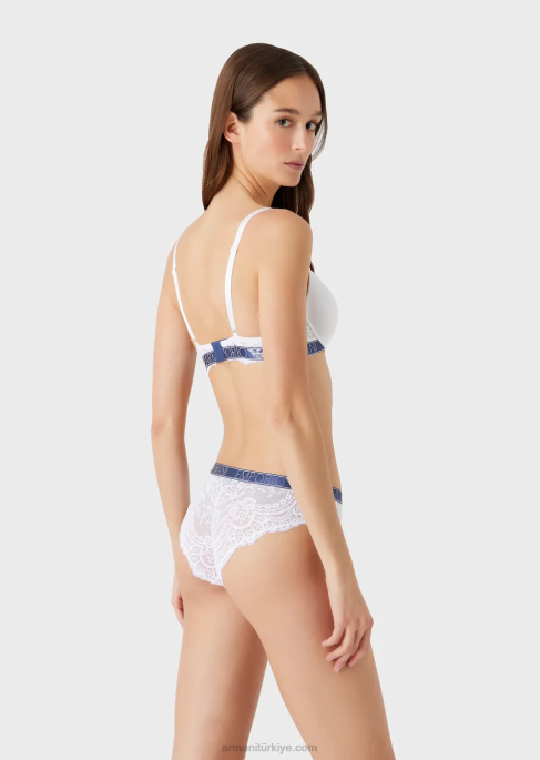 kadınlar Armani rüya gibi dantel eko-viskon push-up sütyen beyaz T8HD150