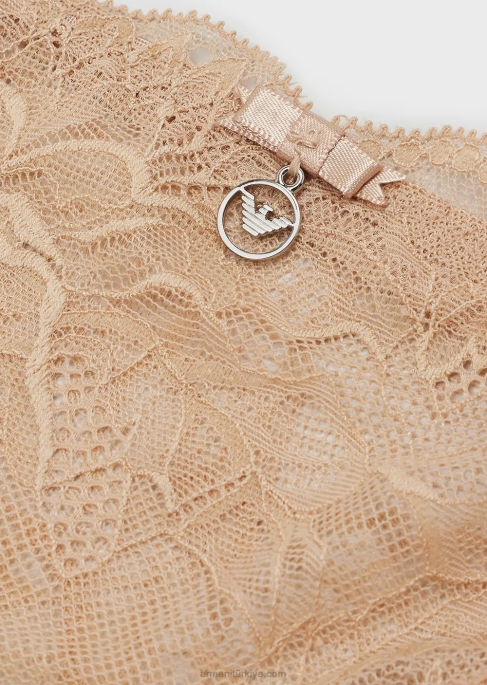 kadınlar Armani sanal dantel brezilyalı külot bej T8HD166