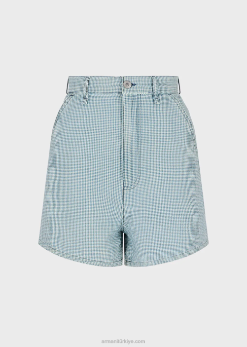 kadınlar Armani Pötikareli kottan yüksek belli şortlar ekose T8HD2762