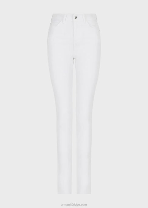 kadınlar Armani j18 yüksek belli, dar paçalı, konforlu boğa kotu kot pantolon beyaz T8HD2773