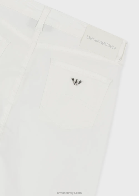 kadınlar Armani j20 mineral giysi boyamalı rahat kottan yüksek belli süper dar paça kot pantolon beyaz T8HD2753