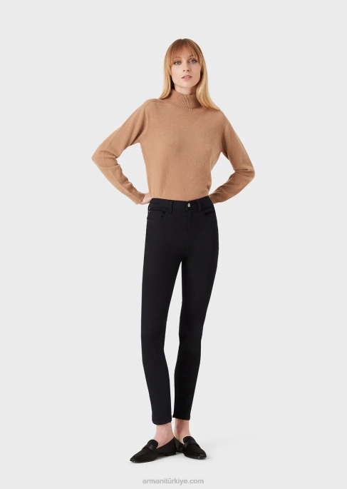 kadınlar Armani j20 yüksek belli, süper dar paça streç kot pantolon lacivert T8HD2768