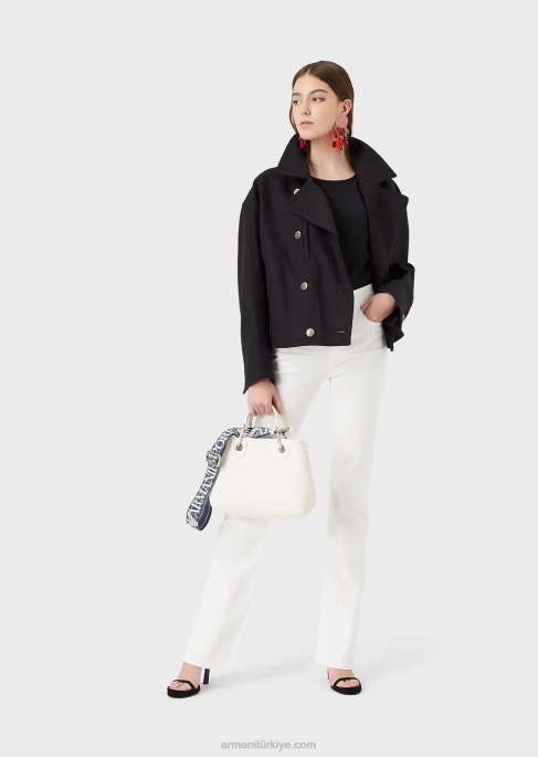 kadınlar Armani j47 orta yüksek belli, kloş paça, rahat boğa kot pantolon beyaz T8HD2765