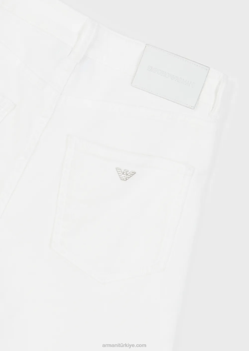 kadınlar Armani j47 orta yüksek belli, kloş paça, rahat boğa kot pantolon beyaz T8HD2765