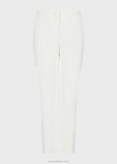 kadınlar Armani 7/8 streç gabardin pantolon ipek beyaz T8HD312