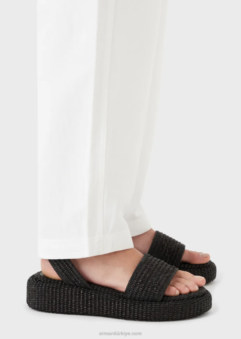 kadınlar Armani şantung efektli keten karışımlı yüksek belli 7/8 pantolon beyaz T8HD317