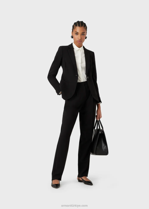 kadınlar Armani barathea yünlü pensli pantolon siyah T8HD319