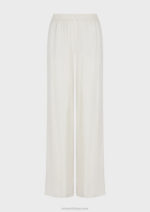 kadınlar Armani beli lastikli froisse jakarlı cupro karışımlı pantolon açık gri T8HD273