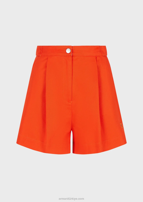 kadınlar Armani dart ile sürdürülebilir koleksiyon organik dimi şort turuncu T8HD298