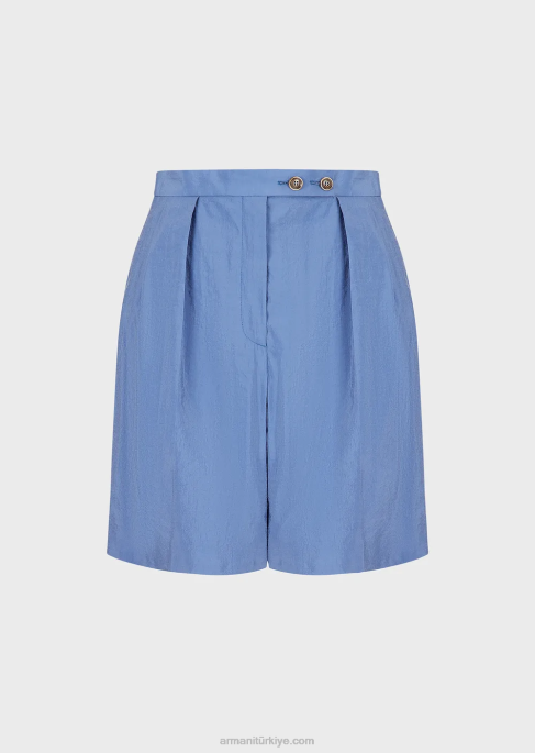 kadınlar Armani dart ile yıkanmış teknik ipek şort masmavi T8HD261