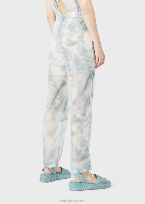 kadınlar Armani gökyüzü efektli degrade baskılı naylon kargo pantolon model T8HD268