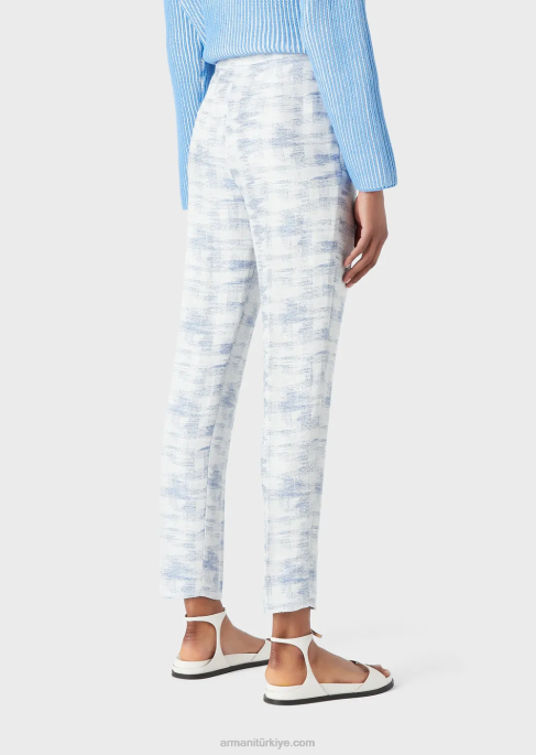 kadınlar Armani gradyan jakar-keten karışımı yüksek belli pantolon model T8HD271