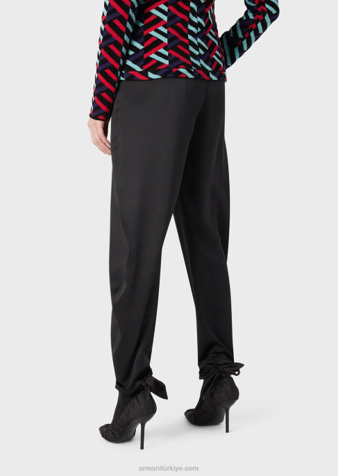 kadınlar Armani ipek saten oval paça pantolon siyah T8HD287