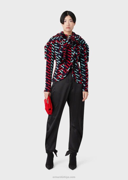 kadınlar Armani ipek saten oval paça pantolon siyah T8HD287