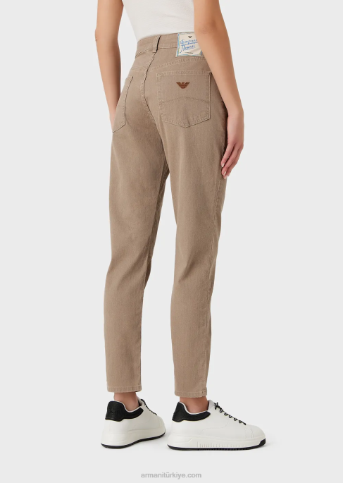 kadınlar Armani j36 doğal boyalı organik kottan, orta belli, düz paça kot pantolon bej T8HD403