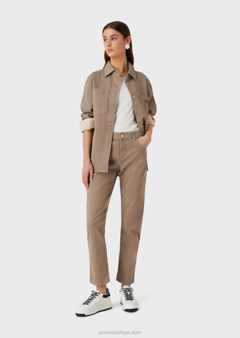 kadınlar Armani j36 doğal boyalı organik kottan, orta belli, düz paça kot pantolon bej T8HD403