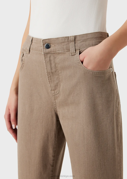 kadınlar Armani j36 doğal boyalı organik kottan, orta belli, düz paça kot pantolon bej T8HD403