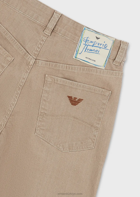 kadınlar Armani j36 doğal boyalı organik kottan, orta belli, düz paça kot pantolon bej T8HD403