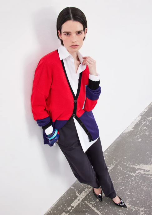 kadınlar Armani kancalı cilalı pamuklu pantolon lacivert T8HD289